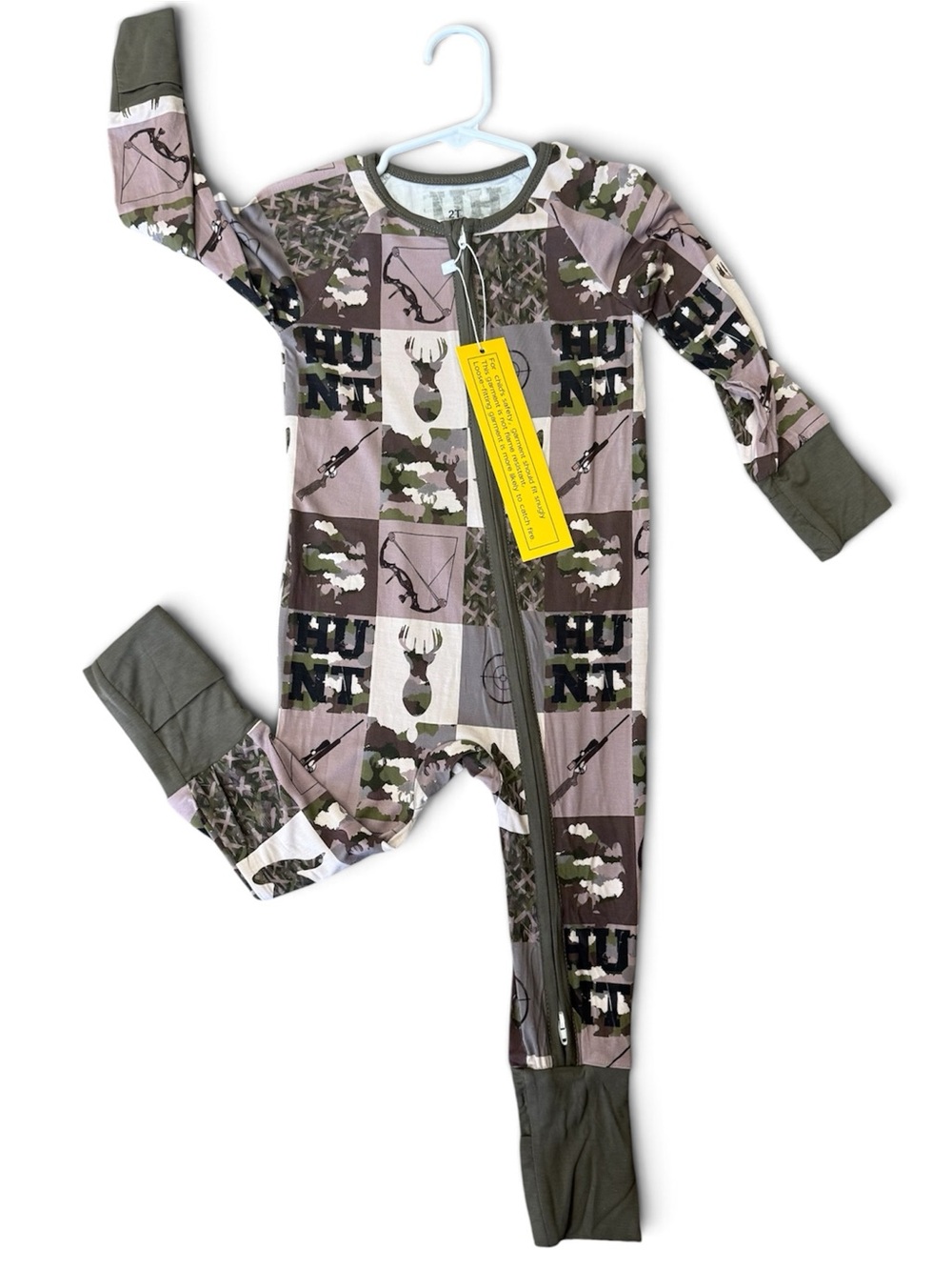 Camo Buck Kids Zip-Front Bamboo Zippy - Olive/Tan